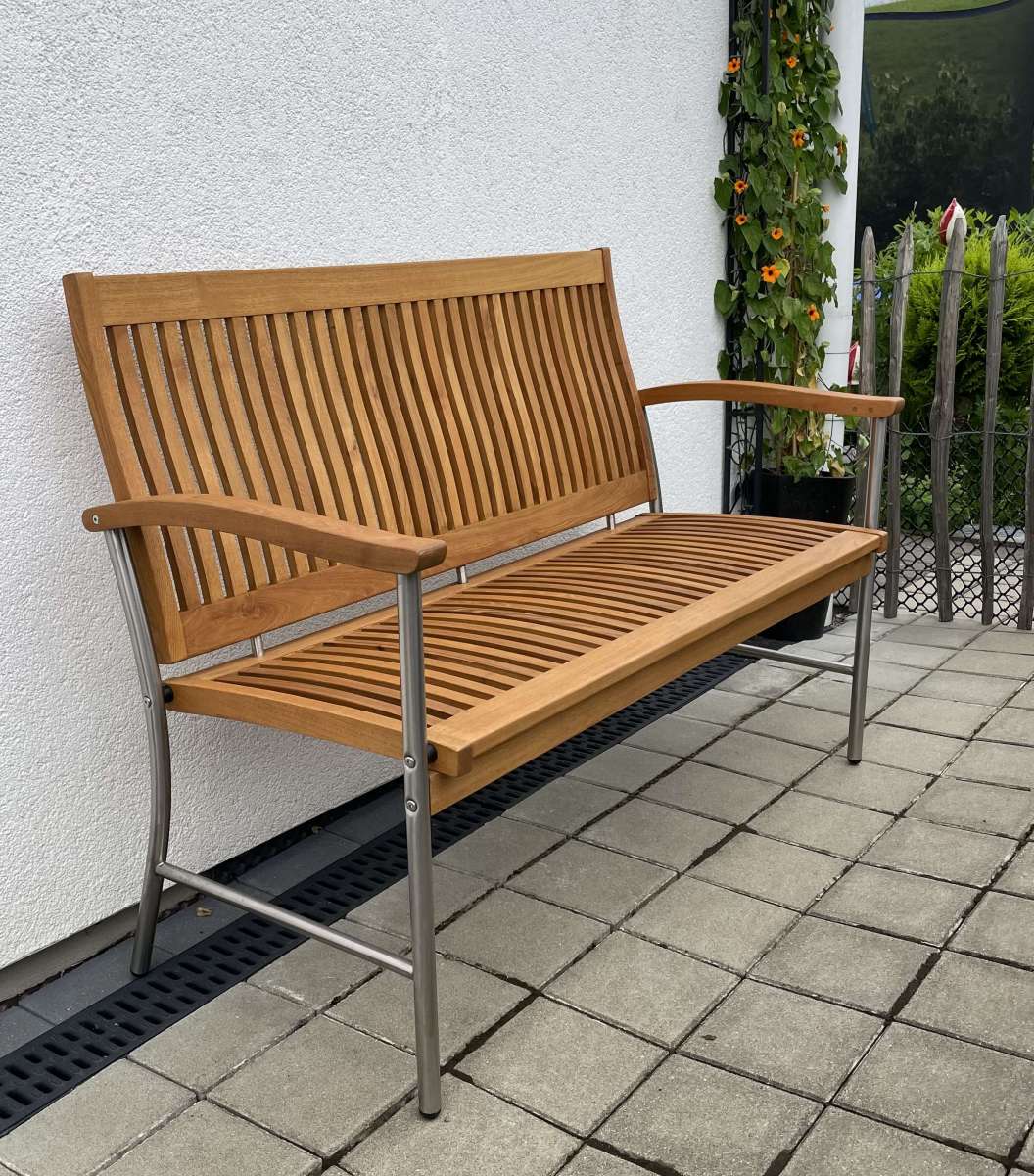 Bank 2Sitzer Ferrara Robinie /Edelstahl Gartenbänke Robinienholz