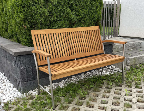 Gartenbank Robinie/Edelstahl 2-Sitzer